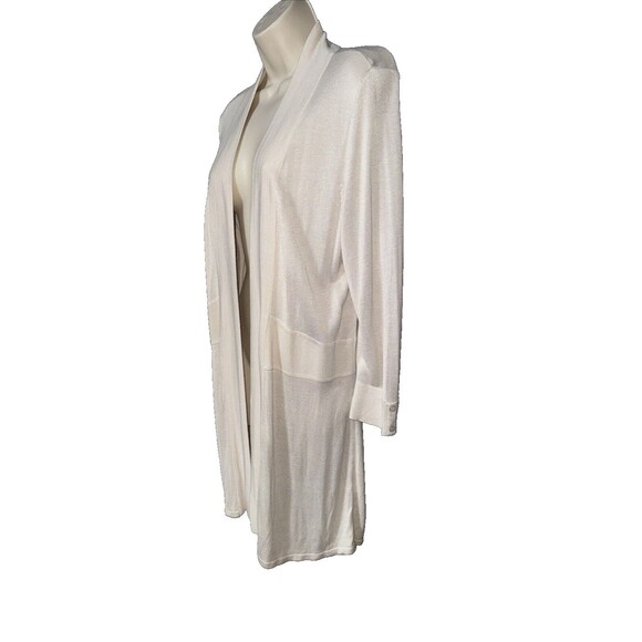 White House Black Market Size Large Cream Cardigan Sweater Open Front - Picture 3 of 9
